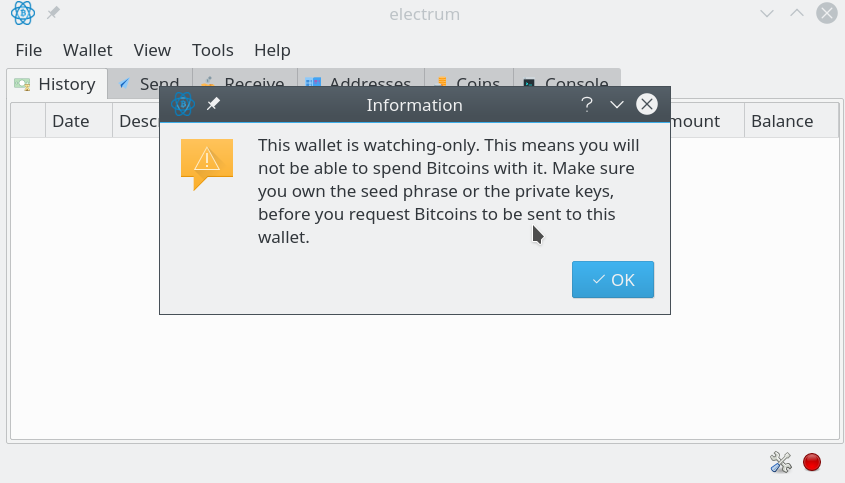 Creating A Watch Only Wallet Bitcoin Electrum - 